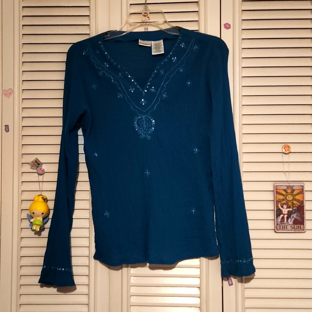 No Boundaries ⚘️ Vintage Teal Blouse